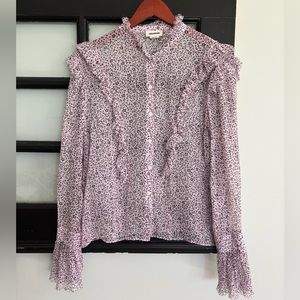 ZADIG & VOLTAIRE Blouse Tweet Goa Blouse Top Ruffles Sheer Romantic Size Small